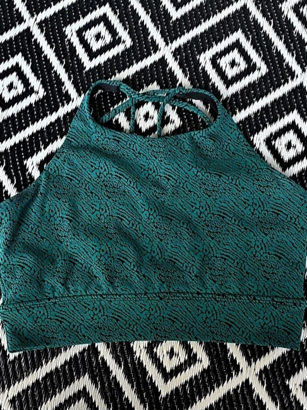 BuffBunny Teal Textured Halter Crop Top with Black Lining